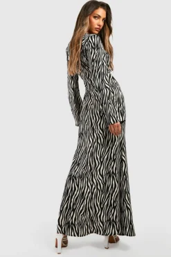 Maxi Dresses*boohoo Zebra Cut Out Tie Front Maxi Dress black
