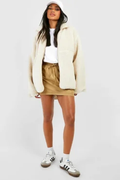 Up To 80% Off Winter Warmers|Teddy Jackets*boohoo Zip Detail Faux Fur Teddy Jacket beige