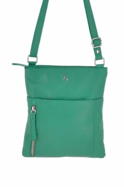 Cross-Body Bags*Ashwood Leather Zip Top Leather Cross Body Bag With External Slip Pocket Green