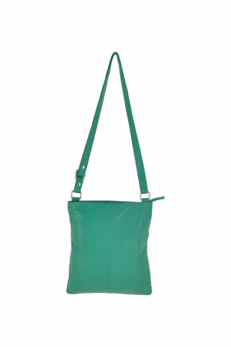 Cross-Body Bags*Ashwood Leather Zip Top Leather Cross Body Bag With External Slip Pocket Green
