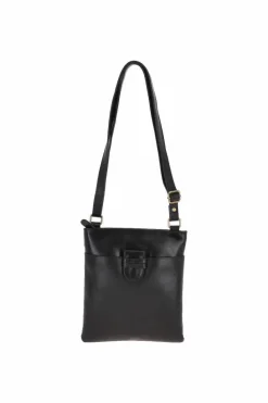 Cross-Body Bags*Ashwood Leather Zip Top Vegetable Tanned Real Leather Crossbody Bag Black