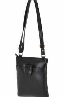 Cross-Body Bags*Ashwood Leather Zip Top Vegetable Tanned Real Leather Crossbody Bag Black